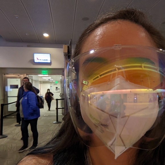Burning Man Trippy Iridescent Face shield mask Protects Against Wind and Dust - Picture 6 of 6
